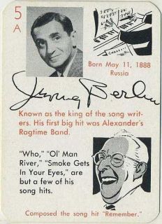Irving Berlin Vintage 1945 Leister Autographs Game Card Trading Card