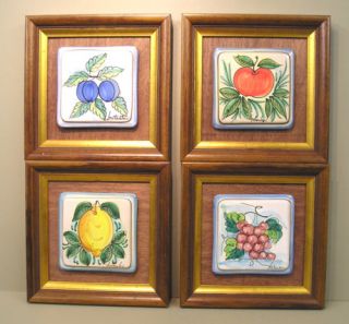 Hand Painted Fruit Italian Tiles Framed for Wall GRP 4
