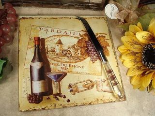 Traditional Italian Wine Corkscrew Themed 2pc Ceramic Cheese Board