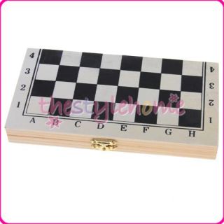 Wooden Ivory Black Folding Chessboard Travel Chess Set