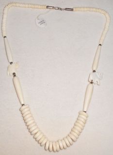 Vintage Carved Faux Ivory Elephant Beaded India Detail Necklace Hook