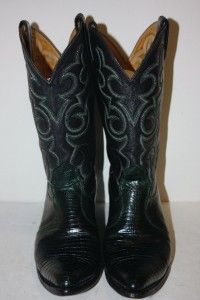 Womans Nocona Green Lizzard Cowboy Boots Sz 8 B