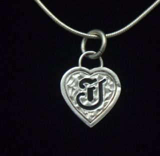 Silver Heart Pendant Letter J Chain Necklace 16 Charm Sterling 5 2
