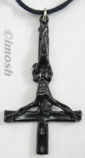 Necklace Black Metal Inverted Crucifix Satanic Cross