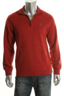 IZOD New Varsity Fleece Half Zip Red Funnel Neck Sweatshirt M BHFO