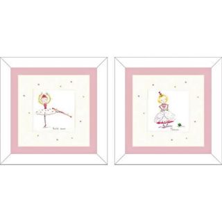 Set of 2. Princess and Ballet dancer prints. Pink matte, white finish