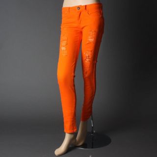  Color Skinny Stretch Denim Slim Distressed Ripped Fashion Jeans Size 7