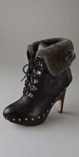 Dolce Vita Hawk Lace Up Clog Booties with Shearling Cuff