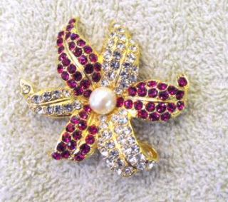 Ivana Flower Brooch Necklace Brilliant Rhinestones