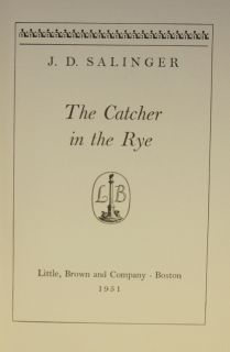 Salinger The Catcher in The Rye August 1951 w DJ Early w Salinger