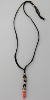 Vanessa Mooney Ayasha Coral Tooth Leather Necklace