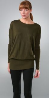 Vince Cashmere Crew Sweater with Ribbed Sleeves