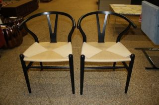 set of 2 wishbone chairs designed by hans j wegner