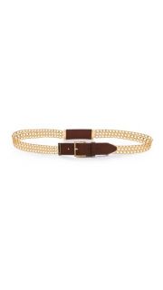 Tory Burch Leather Plaque Chain Belt