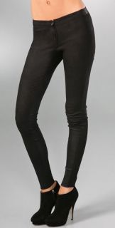 alice + olivia Striated Leather Leggings with Front Zip
