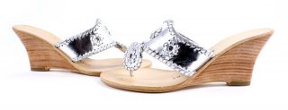Jack Rogers Navajo Hamptons Hi Wedge Silver Sandals Shoes New