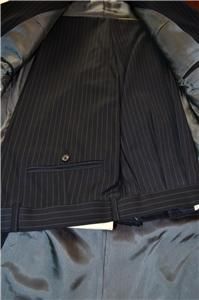 40R Jack Victor Navy Pinstrip Mens Suit 2 Pleat Pants 34W/30L   Worn
