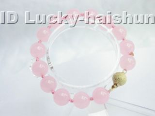 Beautiful 12mm Round Pink Jade Bracelet