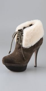 L.A.M.B. Pier Suede Booties with Shearling Cuff
