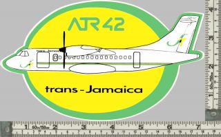 Trans Jamaica ATR 42 Large Shaped Airline Sticker Extremely RARE