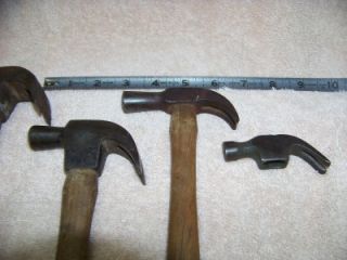LOT OF 6 VINTAGE CLAW HAMMERS PLUMB U.S. MILITARY ?? + SMALL LONG NOSE