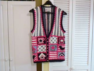 Marisa Christina Americana Handknit Sweater Vest Sz M