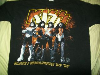  Kiss T Shirt Alive Worldwide 90s Metal Glam Punk Gene Simmons