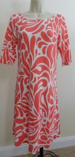 Crew Collection Polynesian Cotton Knit Sweater Dress White Orange M