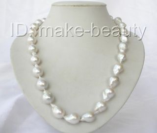 Long 22 Big 20mm Baroque White Reborn Keshi Freshwater Pearl Necklace