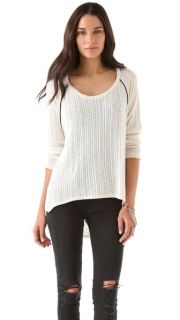 LNA Sweater with Faux Leather Trim
