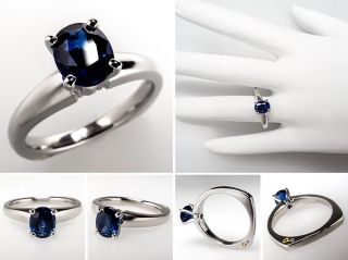 Jaffe Sapphire Engagement Ring 1 Carat Oval Solid Platinum Estate