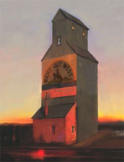 Tom Gilleon Best Out West Grain Elevator Montana Giclee Canvas 24 25