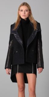 Alexander Wang Reefer Jacket with Leather Trim