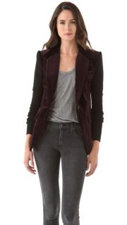 Cut25 by Yigal Azrouel Velvet Blazer with Rib & Leather