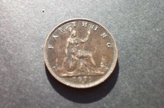 1875 H Queen Victoria Bun Head Farthing Coin High Grade