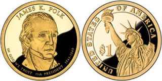 2009 P President James K Polk Presidential Golden UNC Dollar Roll BU