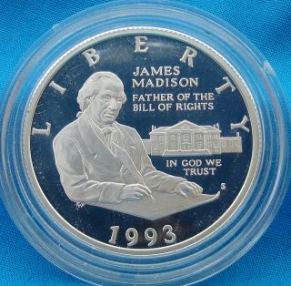  Proof Deep Cameo James Madison Silver Commemorative Half Dollar F S&H