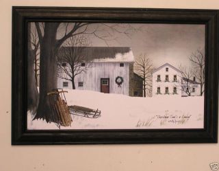 Billy Jacobs Farm Snow Sleds Barn Tree Picture Framed