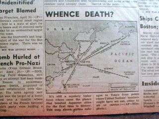  II newspaper headline GEN JAMES DOOLITTLE AIRPLANE RAID on TOKYO Japan