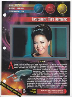 Jan Shutan as Lieutenant Mira Romaine Star Trek Sheet
