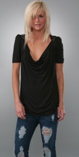 Juicy Couture Nail Head Cowl Tee with Shoulder Pads