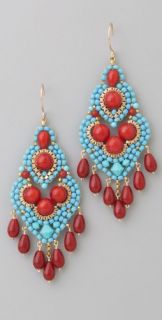 Miguel Ases Turquoise & Coral Mini Chandelier Earrings