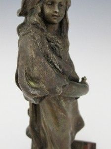 Charming c1880 Belle Epoque French Bronze Figure of A Young Girl