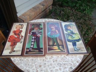 Four Vintage 1970s Big Eye Girls Picture Prints by Maio SEALED in