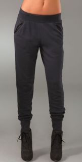 T by Alexander Wang French Terry Sweatpants with Leather Trim
