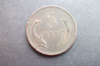 1875 Denmark 5 Ore Coin Scarce Date Nice Grade Free UK Postage