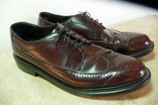 Vintage Jarman 12 D Mens Dress Shoes Wing Tip Long Wing Leather Soles