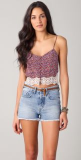 Charlotte Ronson Floral Silk Cropped Camisole