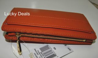 Michael Kors Jamesport Clutch Leather Wallet Burnt Orange Zip