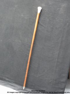 Vintage Wooden Walking Stick Cane Knob Handle Gold Filled 35 5 Tall